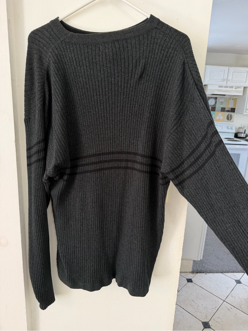 Dockers Men’s XXL 100% Cotton Ribbed Knit Crewneck Sweater – Charcoal Gray